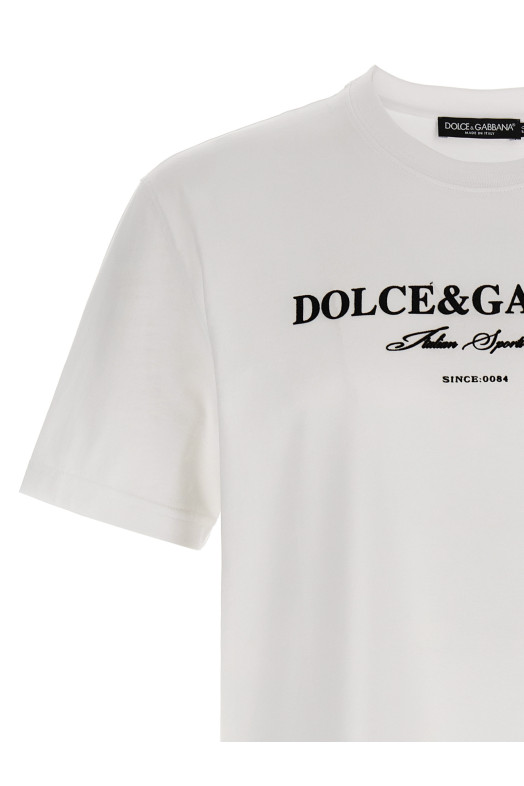 Футболка з принтом «Флок» Чорно-сіра DOLCE & GABBANA G8RN8TG7O9YW0800
