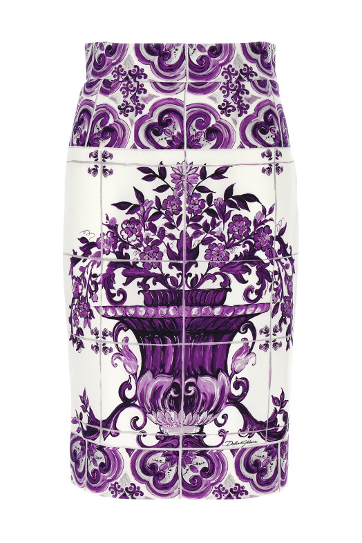 Шелковое платье с принтом «Майолика» Фиолетовое F4C2CTHPABWIP3TN