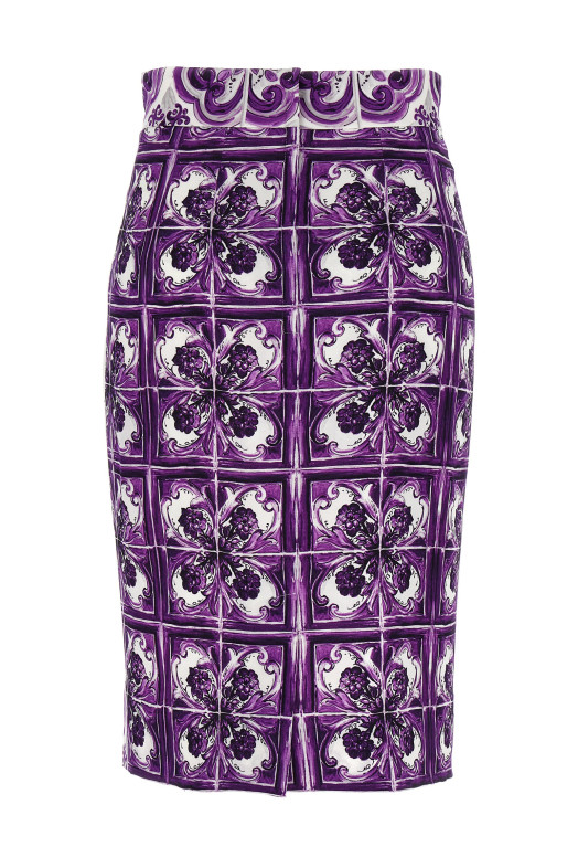 Шелковое платье с принтом «Майолика» Фиолетовое F4C2CTHPABWIP3TN