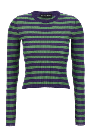 Свитер из вискозы в полоску, разноцветный DOLCE & GABBANA FXXA9ZJAIRRV9644 Свитер из вискозы в полоску, разноцветный DOLCE & GABBANA FXXA9ZJAIRRV9644