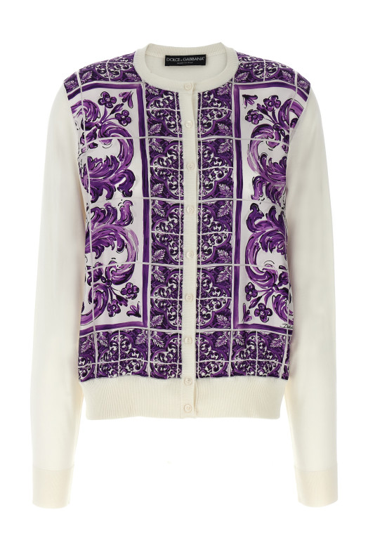 'Maiolica' print cardigan Purple