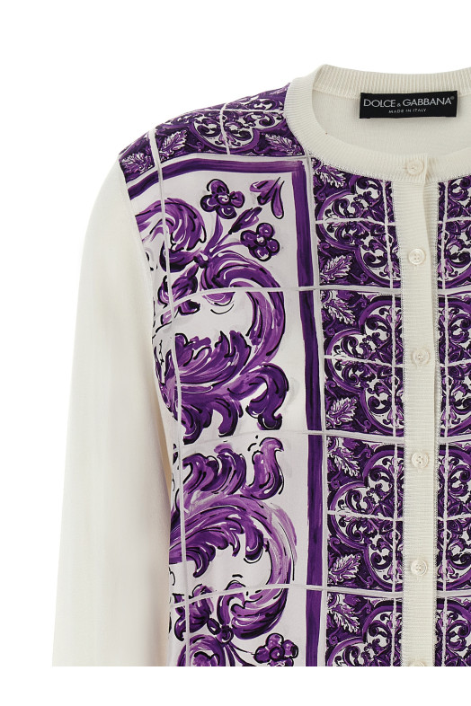 'Maiolica' print cardigan Purple