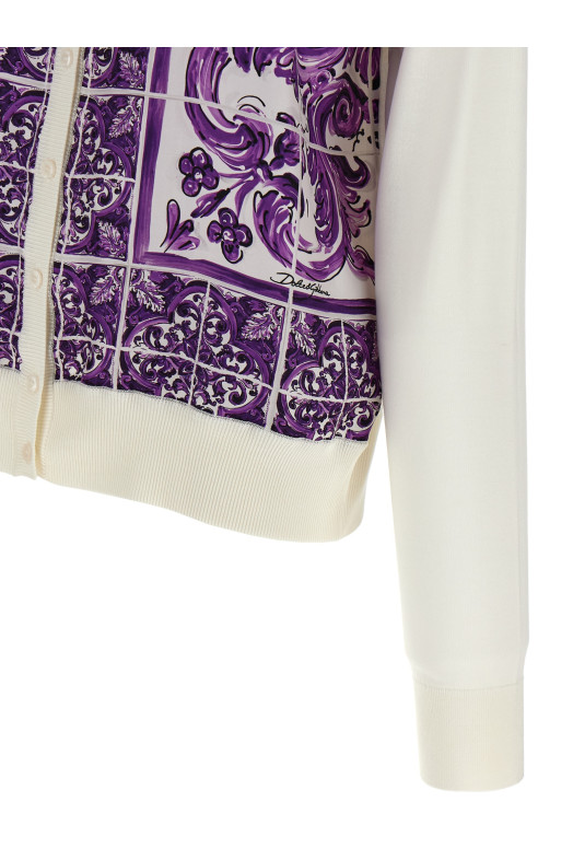 'Maiolica' print cardigan Purple