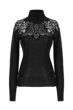 Свитер с кружевом Черный ERMANNO SCERVINO D475M319APTQN95708 Свитер с кружевом Черный ERMANNO SCERVINO D475M319APTQN95708