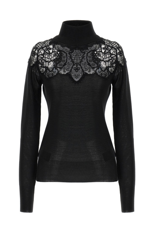 Свитер с кружевом Черный ERMANNO SCERVINO D475M319APTQN95708 Свитер с кружевом Черный ERMANNO SCERVINO D475M319APTQN95708