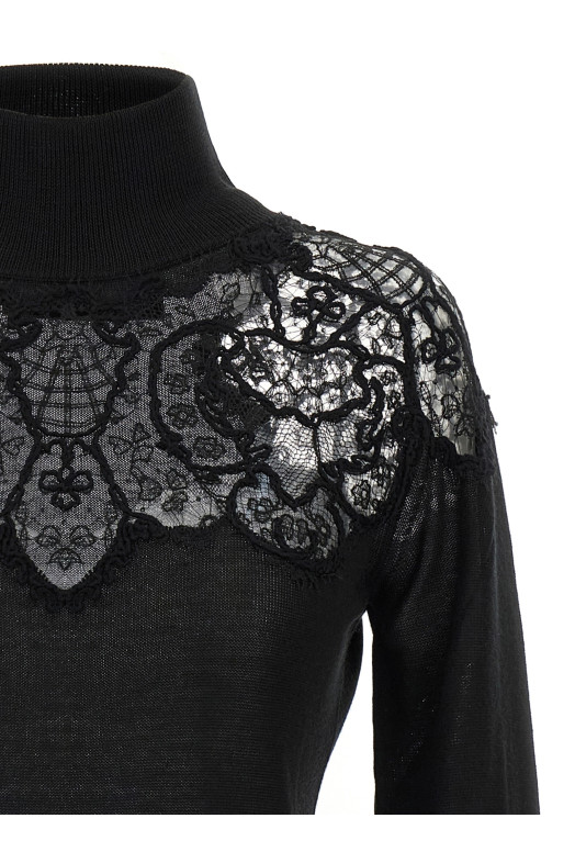 Свитер с кружевом Черный ERMANNO SCERVINO D475M319APTQN95708 Свитер с кружевом Черный ERMANNO SCERVINO D475M319APTQN95708