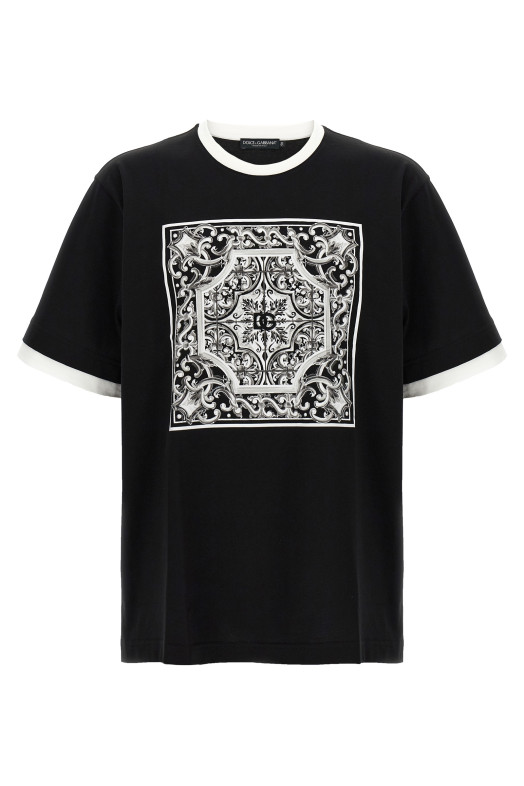 'Maiolica' print T-shirt Black-grey 'Maiolica' print T-shirt Black-grey