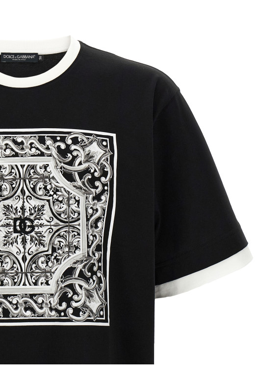 'Maiolica' print T-shirt Black-grey 'Maiolica' print T-shirt Black-grey