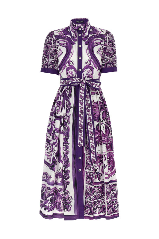 'Maiolica' print chemisier dress Purple