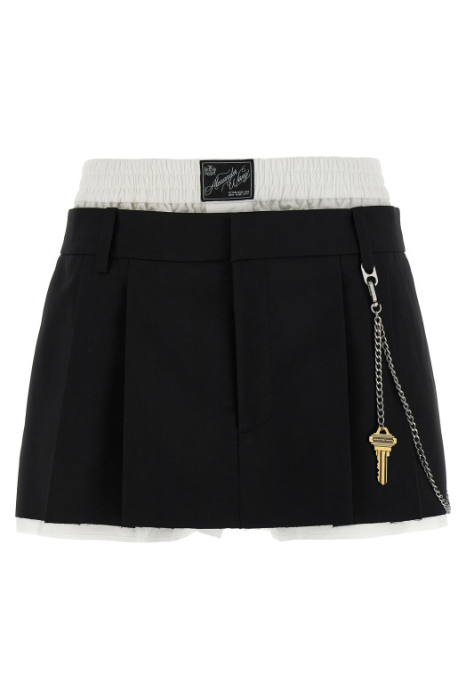 'Pre-Styled Pleated W/Chain' skort Black-grey 'Pre-Styled Pleated W/Chain' skort Black-grey