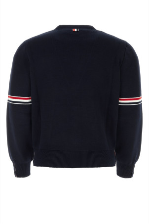 MILANO STITCH V-NECK CARDIGAN W RWB STR Black THOM BROWNE (MKC310AY3007)