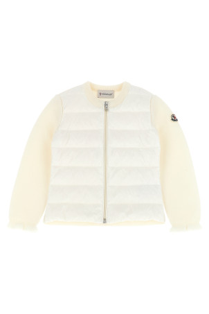 Кардиган з двох матеріалів Білий MONCLER ENFANT K29519B00003M1131040 Кардиган з двох матеріалів Білий MONCLER ENFANT K29519B00003M1131040