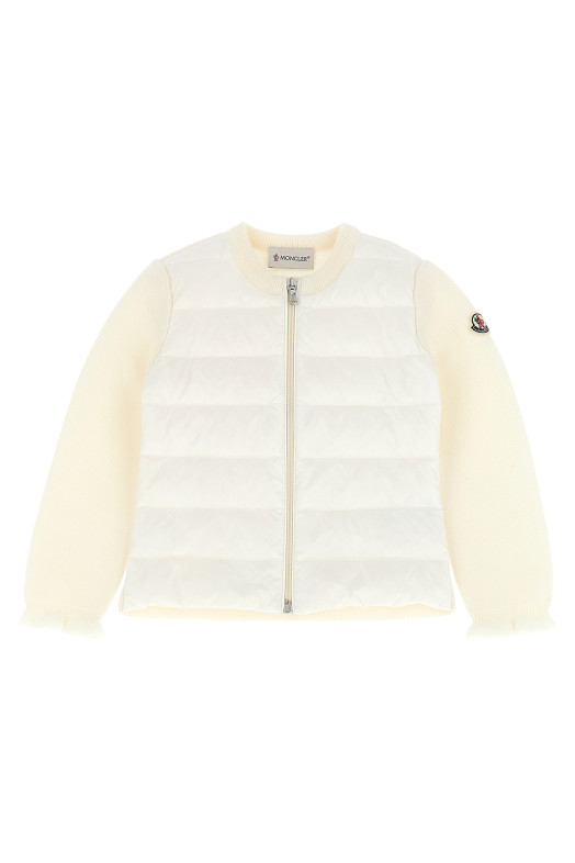 Two-material cardigan White Two-material cardigan White