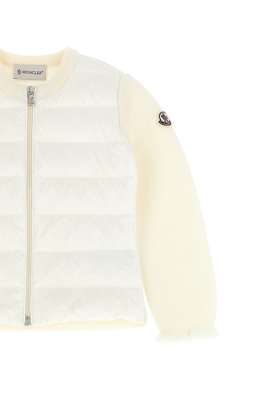 Two-material cardigan White Two-material cardigan White