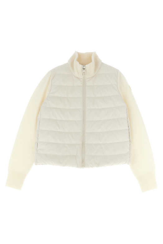 Two-material cardigan White Two-material cardigan White