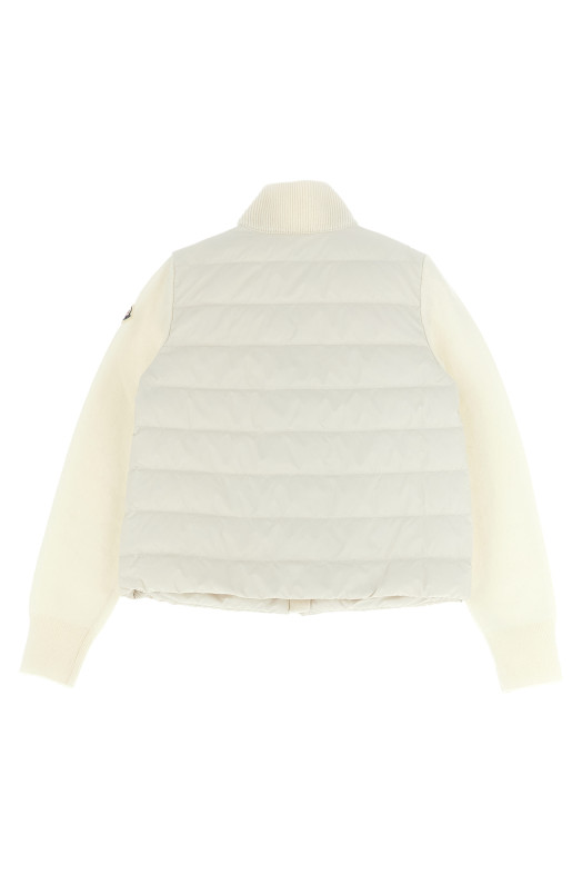 Two-material cardigan White Two-material cardigan White