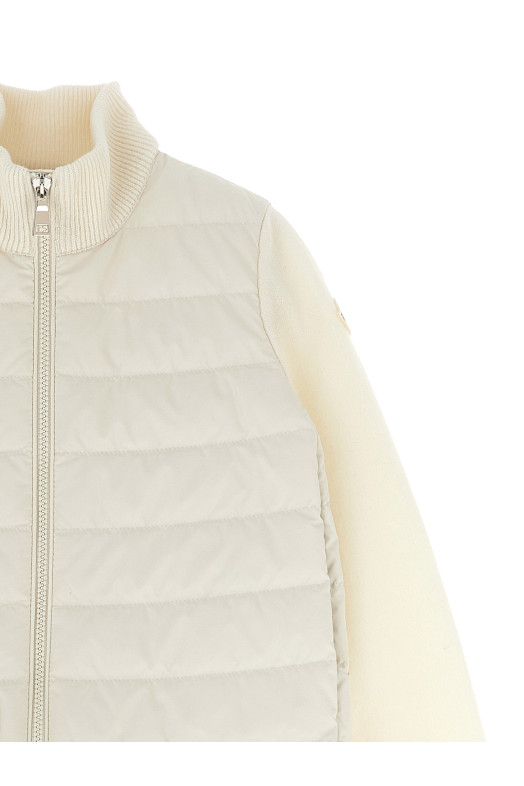 Two-material cardigan White Two-material cardigan White