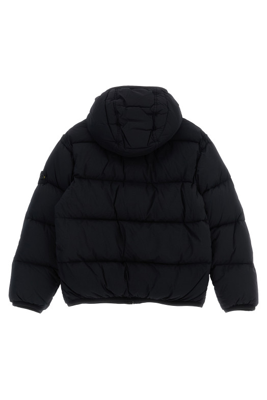 Logo patch hooded down jacket Black