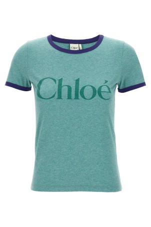 Футболка с логотипом Зеленая CHLOÉ CH25AJH2417397X Футболка с логотипом Зеленая CHLOÉ CH25AJH2417397X