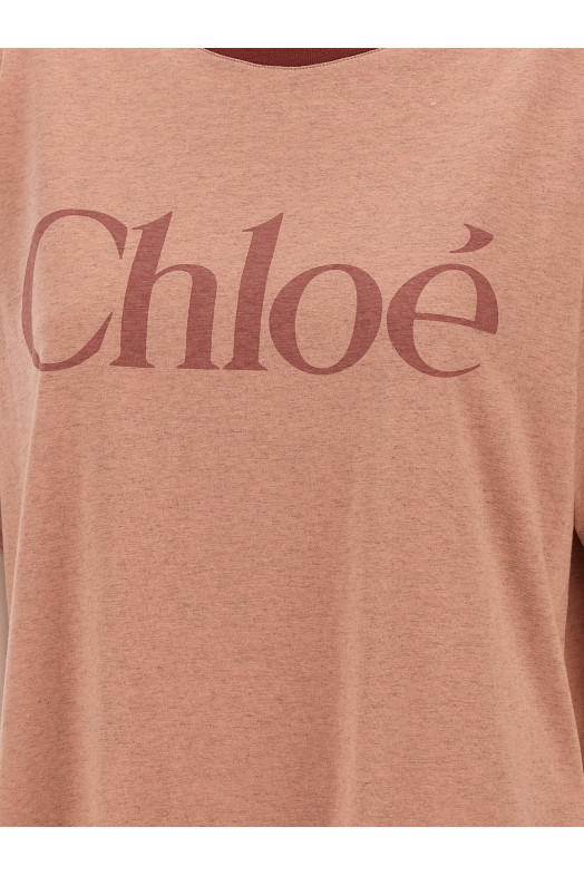 Футболка с логотипом Розовый CHLOÉ CH25AJH201736B1 Футболка с логотипом Розовый CHLOÉ CH25AJH201736B1