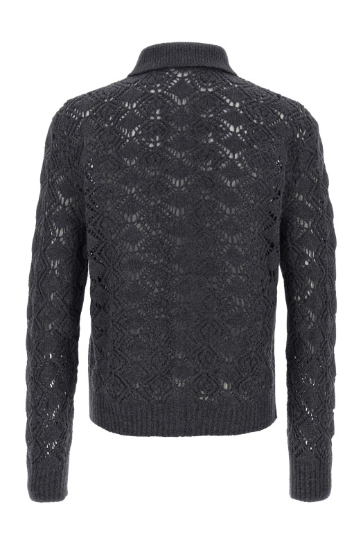 Openwork wool cardigan Gray