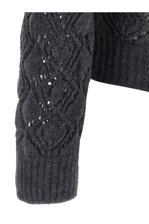 Openwork wool cardigan Gray