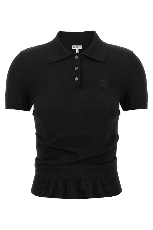 Рубашка-поло с закругленными бедрами, черная LOEWE S359Y55K231100