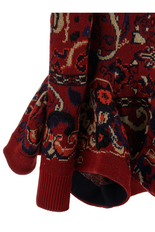 Жаккардовий вовняний кардиган Червоний SACAI 2507983701 Жаккардовий вовняний кардиган Червоний SACAI 2507983701