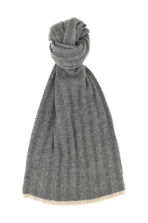 Ребристий шарф Сірий BRUNELLO CUCINELLI M2240819CG316 Ребристий шарф Сірий BRUNELLO CUCINELLI M2240819CG316