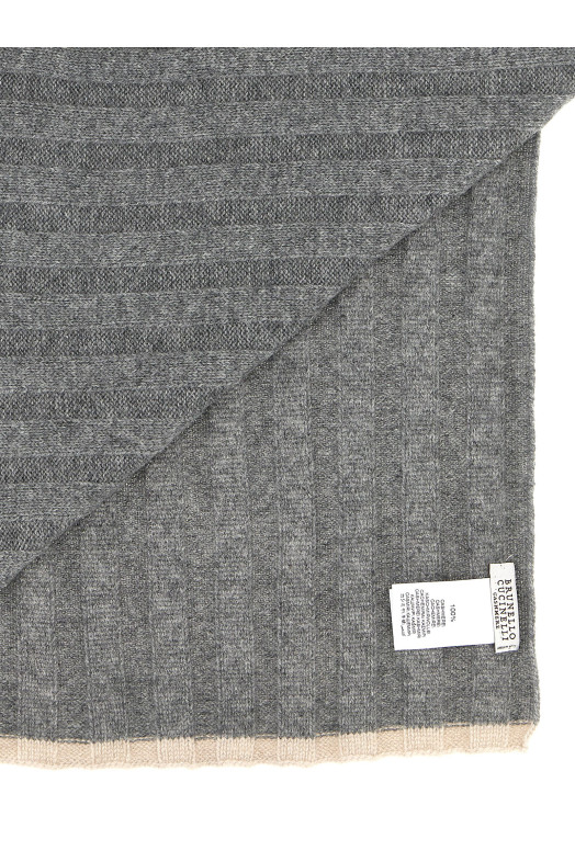 Ребристий шарф Сірий BRUNELLO CUCINELLI M2240819CG316 Ребристий шарф Сірий BRUNELLO CUCINELLI M2240819CG316