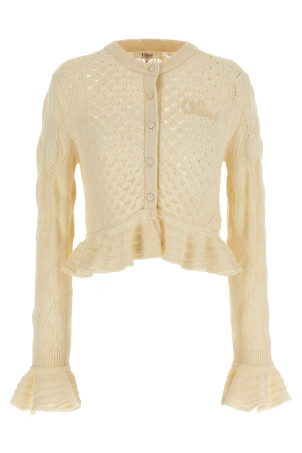 Pointelle cardigan White Pointelle cardigan White