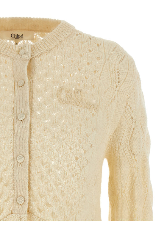 Кардиган Pointelle White CHLOÉ CH25AMC01590107 Кардиган Pointelle White CHLOÉ CH25AMC01590107