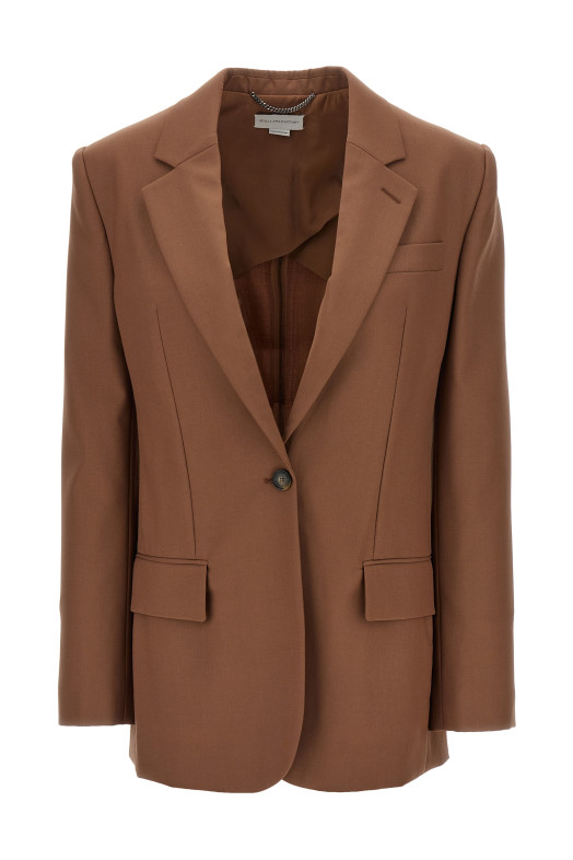 Single-breasted wool blazer Brown
