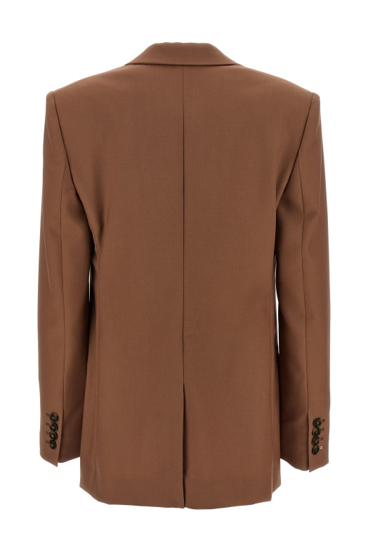 Single-breasted wool blazer Brown
