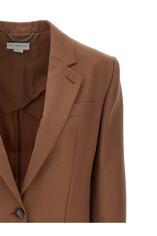 Single-breasted wool blazer Brown