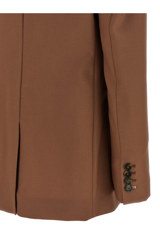 Single-breasted wool blazer Brown