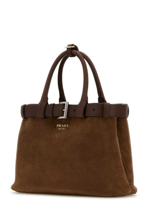 Brown suede Prada Buckle medium handbag PRADA (1BA434VOBO2C4S) Brown suede Prada Buckle medium handbag PRADA (1BA434VOBO2C4S)