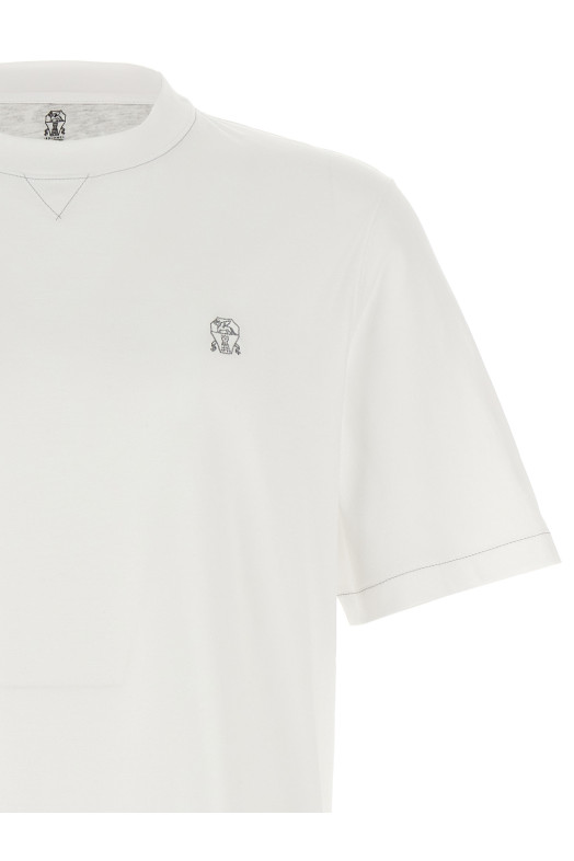 Футболка з вишитим логотипом Біла BRUNELLO CUCINELLI M0B131328GCDJ74 Футболка з вишитим логотипом Біла BRUNELLO CUCINELLI M0B131328GCDJ74