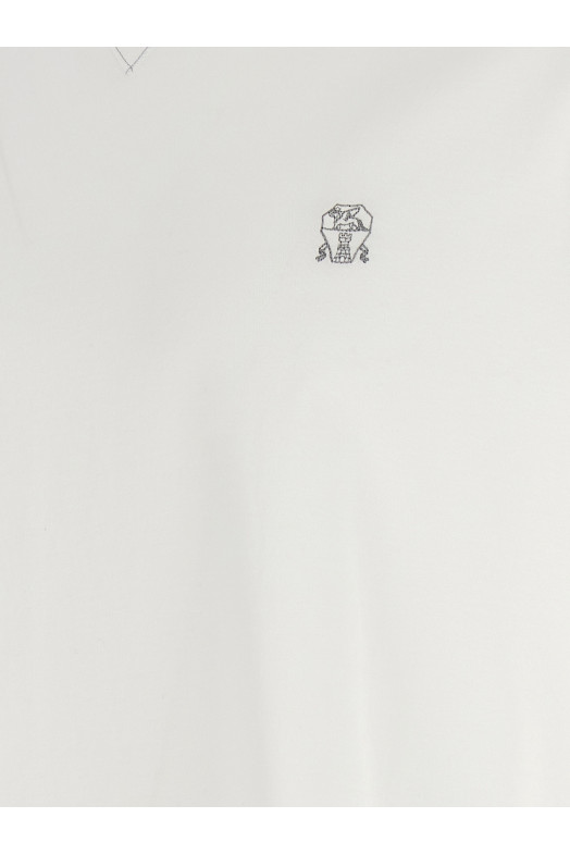 Футболка з вишитим логотипом Біла BRUNELLO CUCINELLI M0B131328GCDJ74 Футболка з вишитим логотипом Біла BRUNELLO CUCINELLI M0B131328GCDJ74