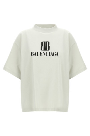 Футболка з обрізаним логотипом Сіра BALENCIAGA 818431TSVU49012 Футболка з обрізаним логотипом Сіра BALENCIAGA 818431TSVU49012