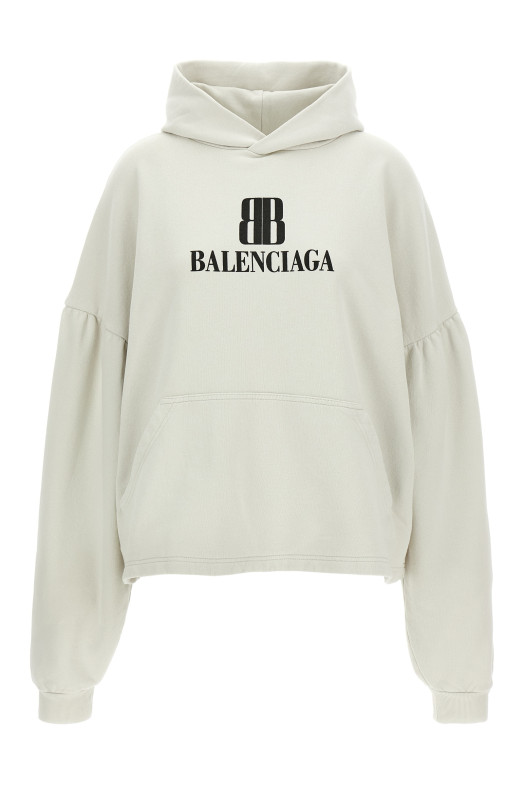 Толстовка с укороченным логотипом, серая BALENCIAGA 818433TSVO39012