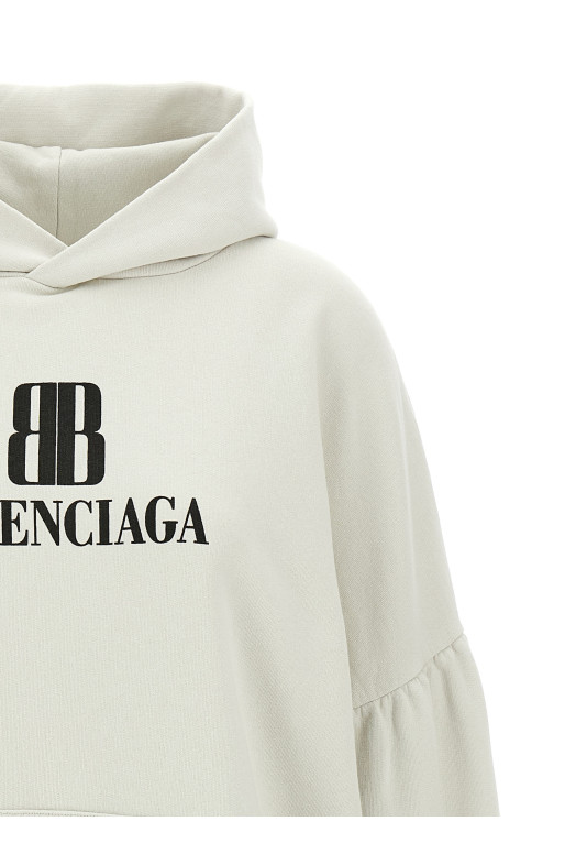 Толстовка с укороченным логотипом, серая BALENCIAGA 818433TSVO39012