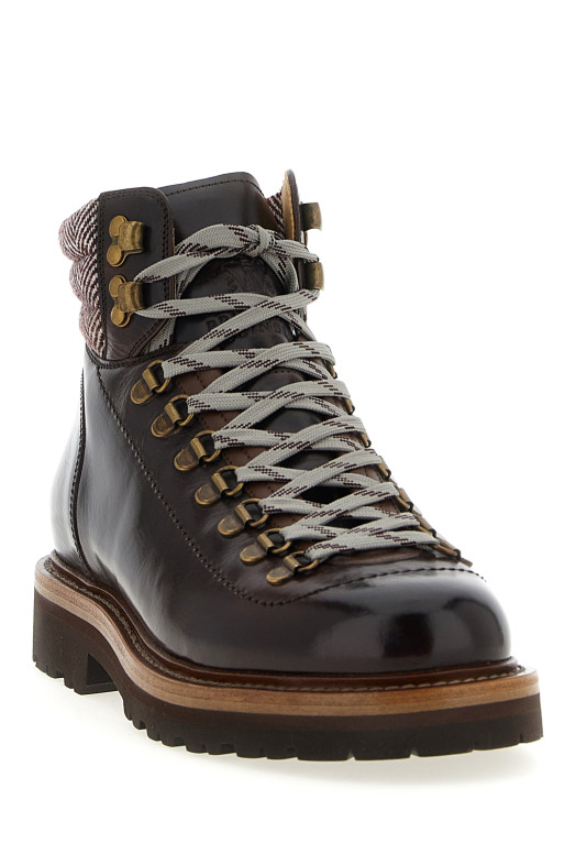 Ботильоны с вставкой в виде елочки Коричневые BRUNELLO CUCINELLI MZUWNRS890CCK78