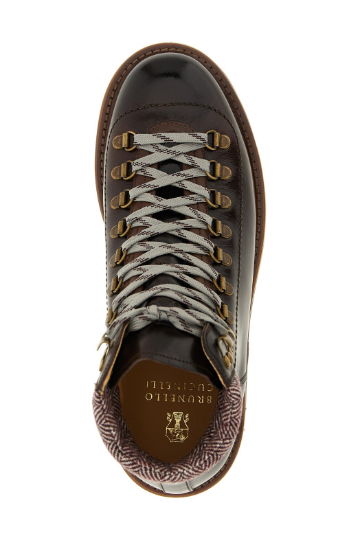 Ботильоны с вставкой в виде елочки Коричневые BRUNELLO CUCINELLI MZUWNRS890CCK78