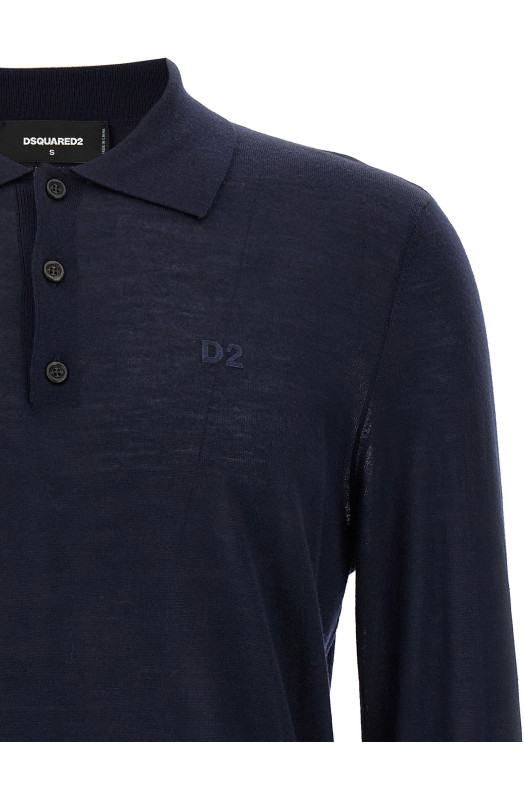 Logo embroidery polo shirt Blue Logo embroidery polo shirt Blue