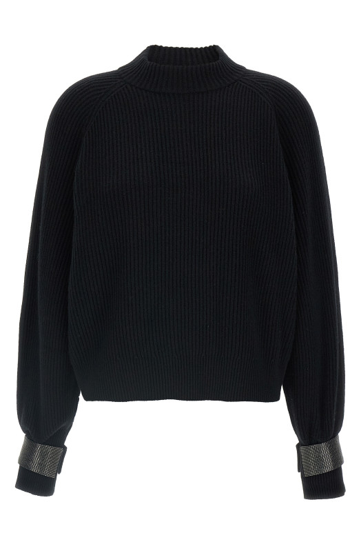 'Monile' cuffs sweater Black