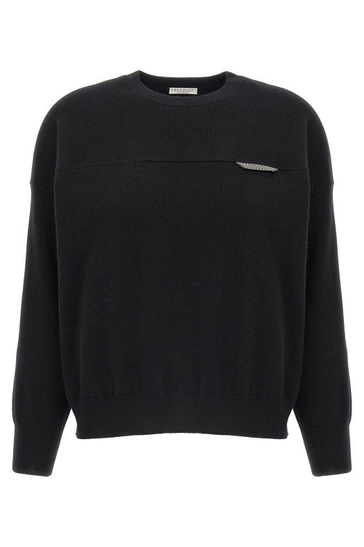 Светр Monile crop, чорний BRUNELLO CUCINELLI M12212600C101 Светр Monile crop, чорний BRUNELLO CUCINELLI M12212600C101