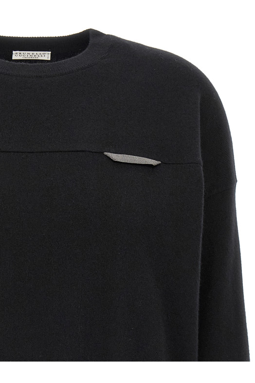 Светр Monile crop, чорний BRUNELLO CUCINELLI M12212600C101 Светр Monile crop, чорний BRUNELLO CUCINELLI M12212600C101