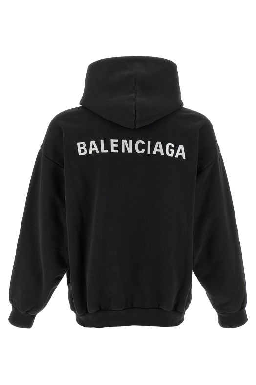 Худі з вишитим логотипом Чорно-сірий BALENCIAGA 767877TRVJ31569 Худі з вишитим логотипом Чорно-сірий BALENCIAGA 767877TRVJ31569