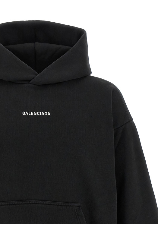 Худі з вишитим логотипом Чорно-сірий BALENCIAGA 767877TRVJ31569 Худі з вишитим логотипом Чорно-сірий BALENCIAGA 767877TRVJ31569